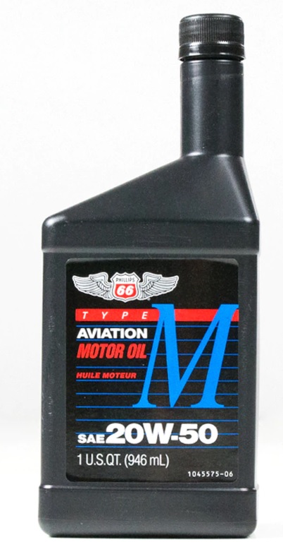 Phillips 66® Type M Aviation Oil 20W-50 -  | Container: 1 Qt Bottle | Shipped as: Case of 12 X 1 Qt Bottles - Aviation Engine Oils